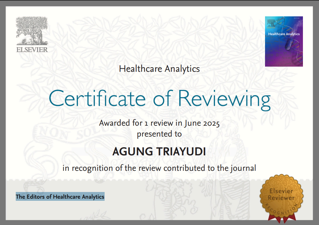 Dr. Agung Triayudi, S.Kom., M.Kom. Awarded for 1 Review in June 2025